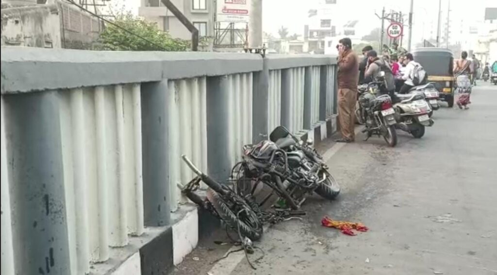 Bike in two pieces in Pal Umra Bridge accident: Bike rider seriously injured