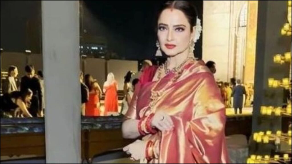 Evergreen Rekha survives falling in front of the camera: Watch this viral video