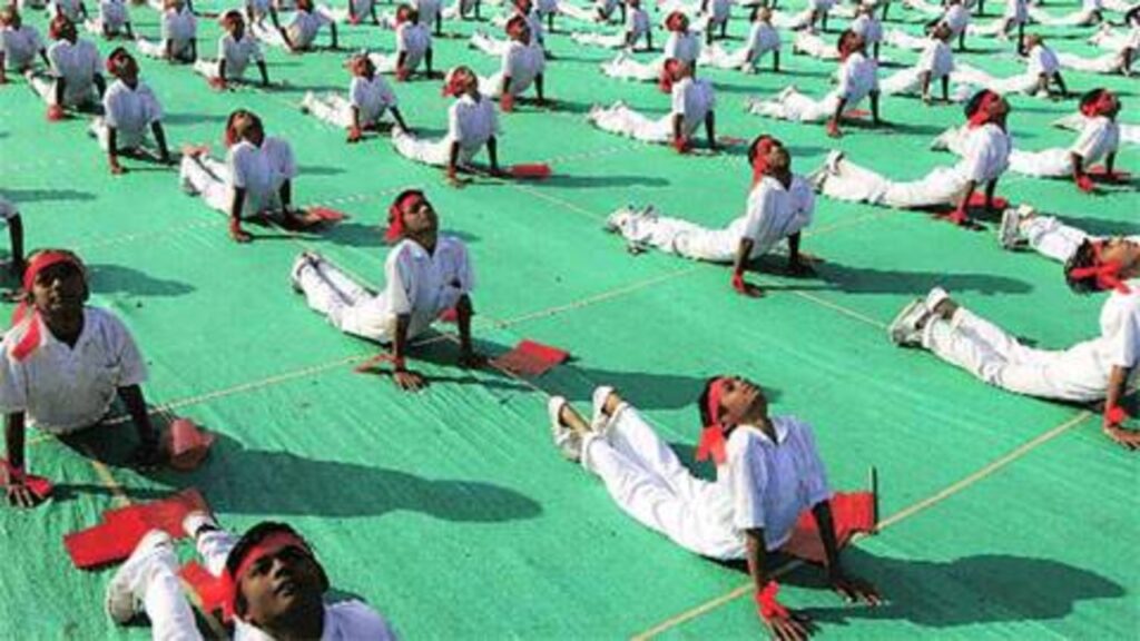 Even before people get up in the morning, Surti has created a world record for yoga day