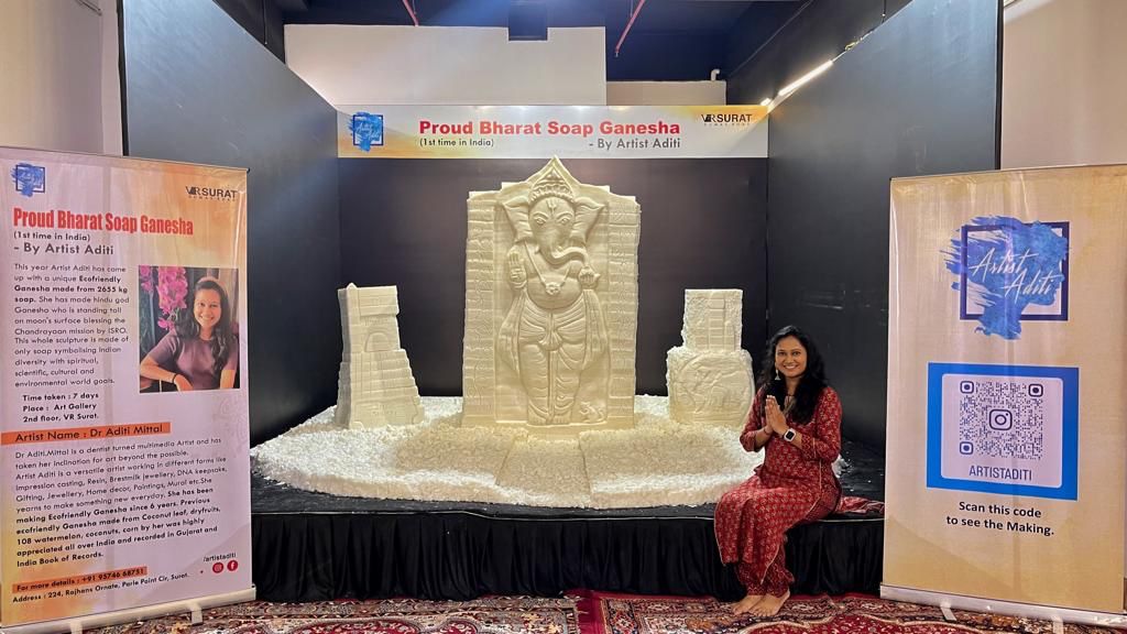 In Surat, a doctor made a unique idol of Ganesha from 2655 kg of soap