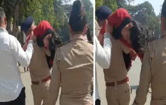 The PSI rushed to the court premises carrying the unconscious girl on his shoulder to provide immediate treatment